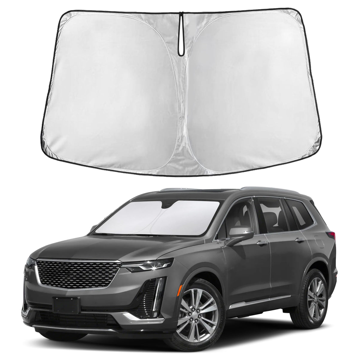 EcoNour front view full windshield coverage fits Cadillac XT6 and blocks sun