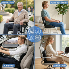 ECONVCE cushion next to laptop to show size and portability benefits