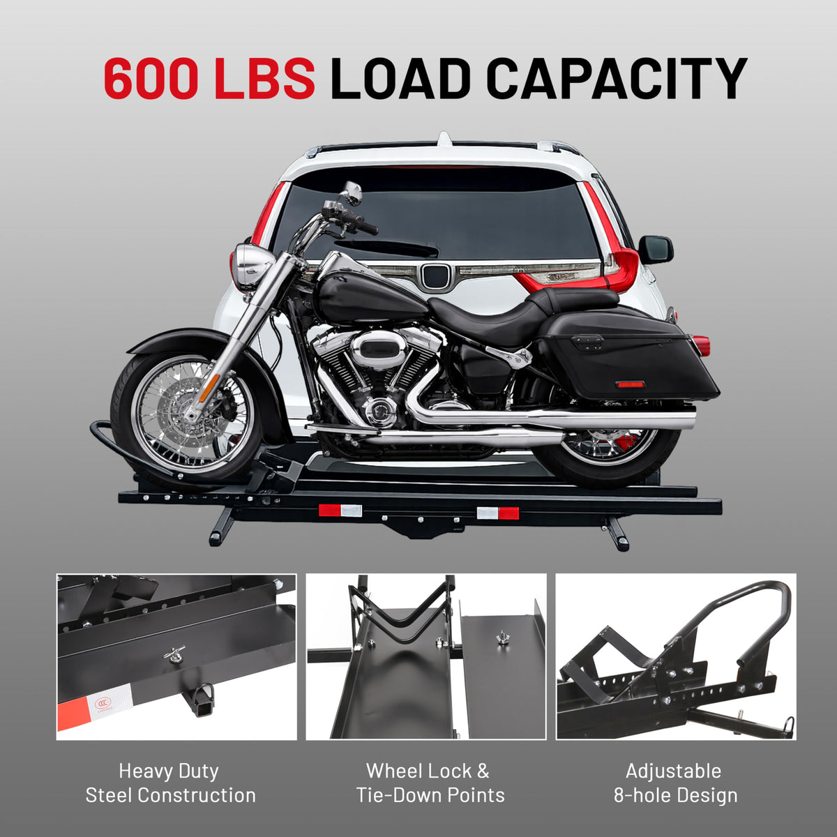 ECOTRIC close-up of adjustable wheel stop offering improved wheel stabilization