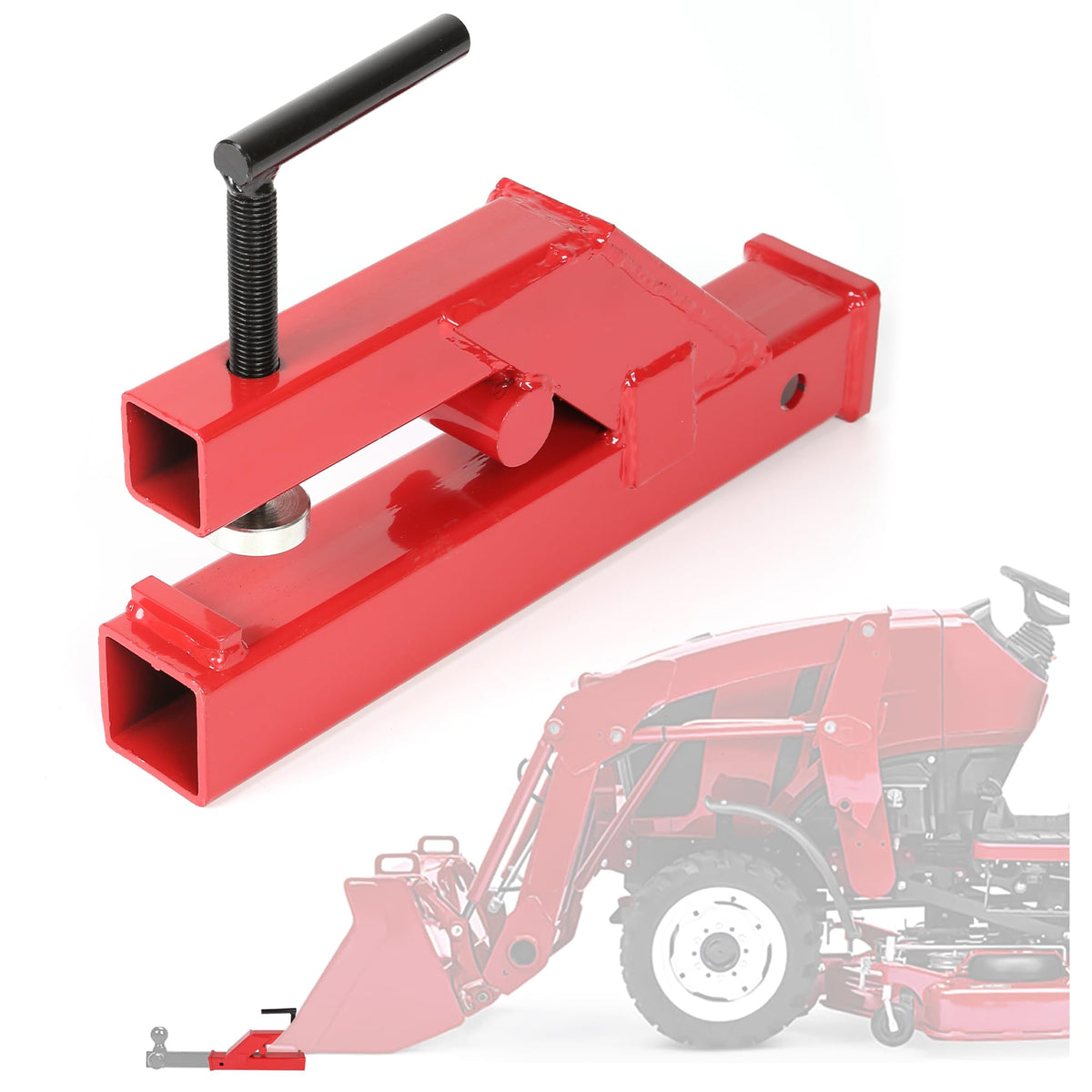 ECOTRIC front-mounted on tractor bucket showing solid attachment and safe towing