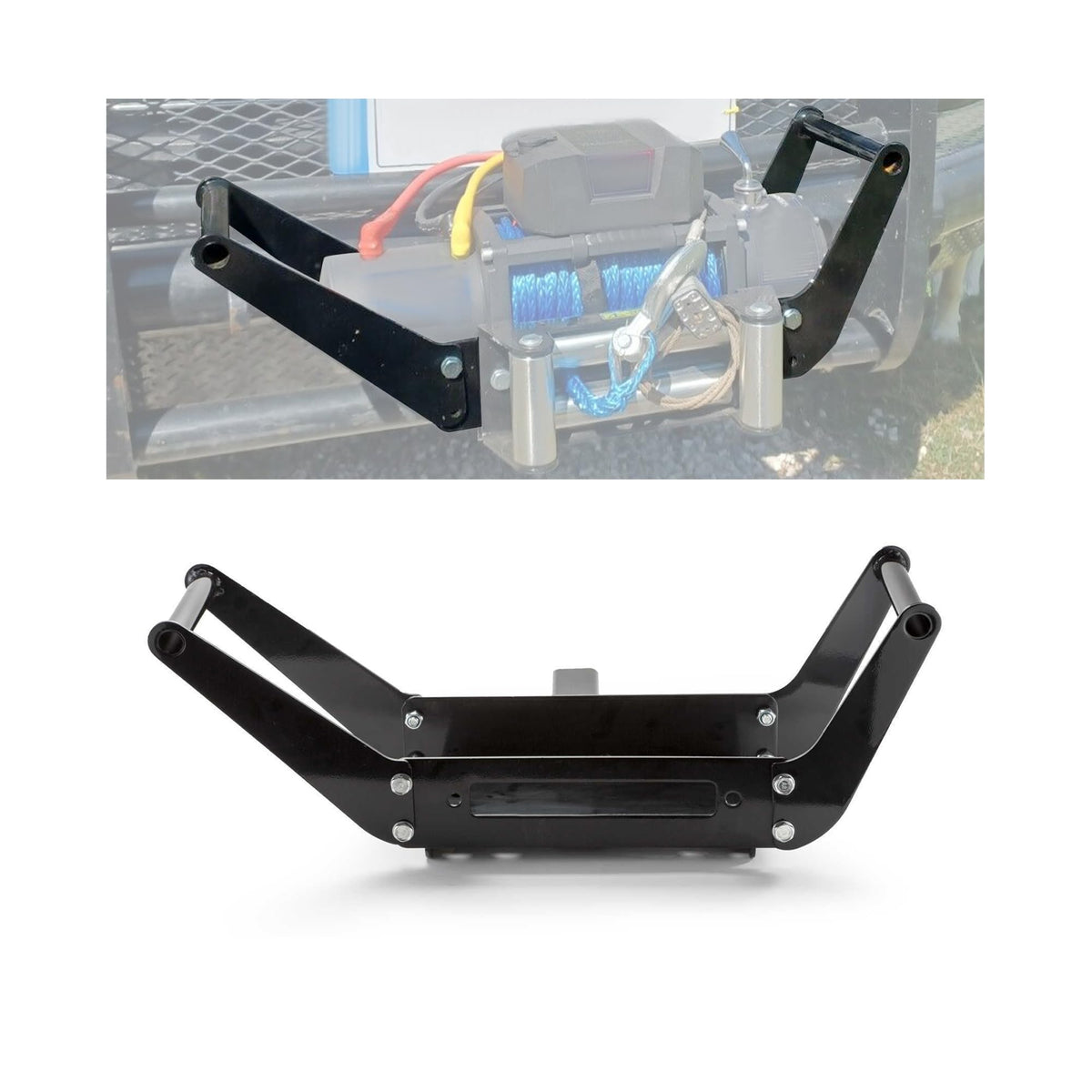 ECOTRIC front view of cradle winch mount showing fit and strength
