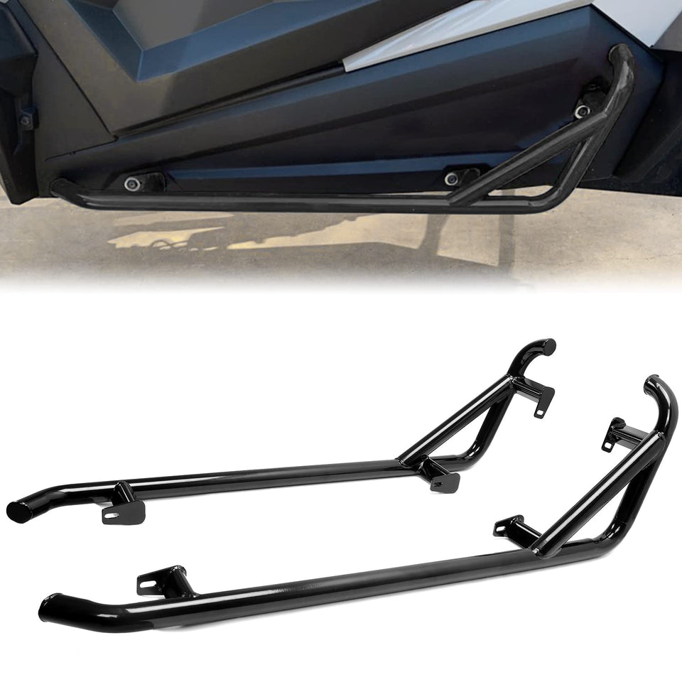 ECOTRIC front view installed nerf bars showing full protection benefit