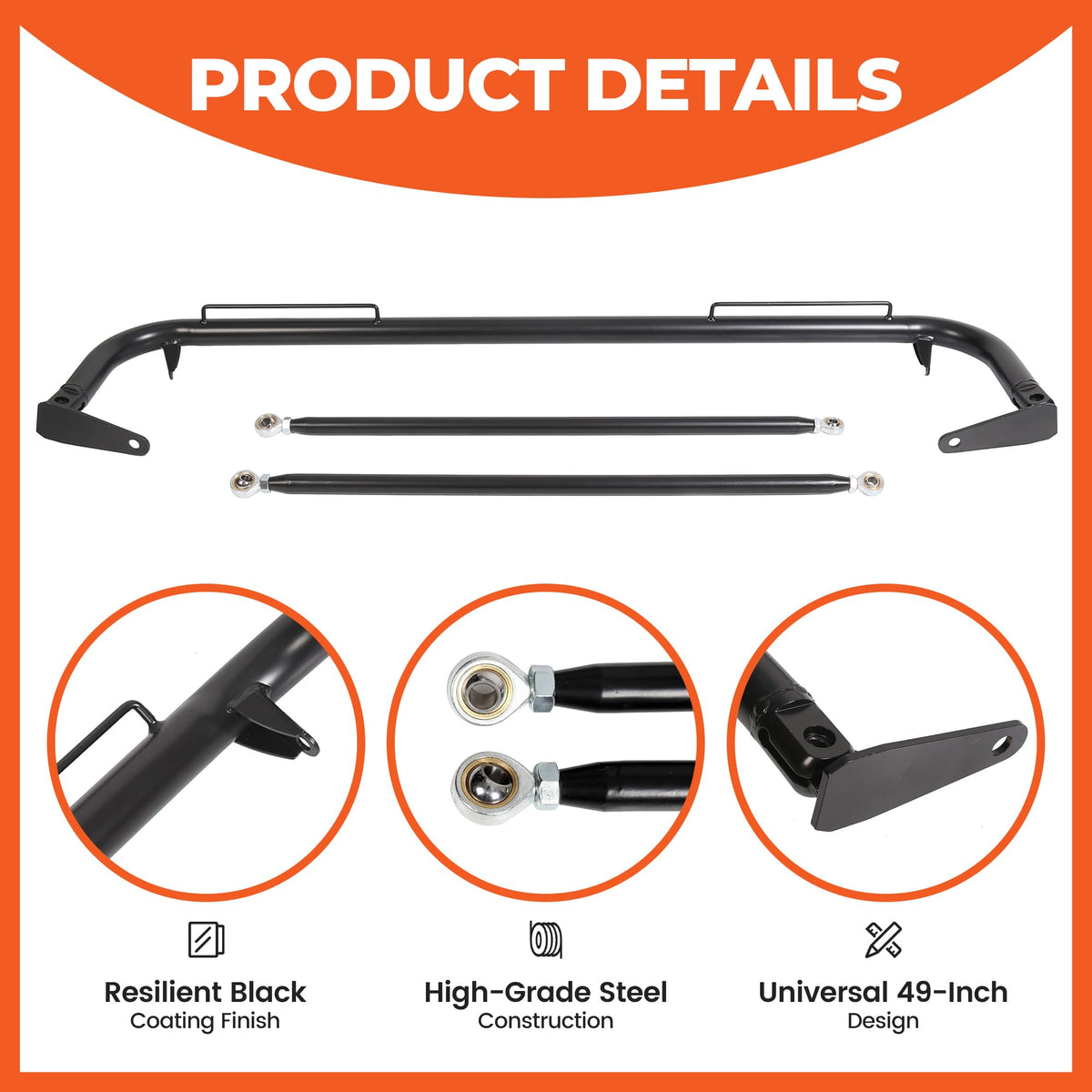 ECOTRIC harness bar mounted behind car seats demonstrating correct angle