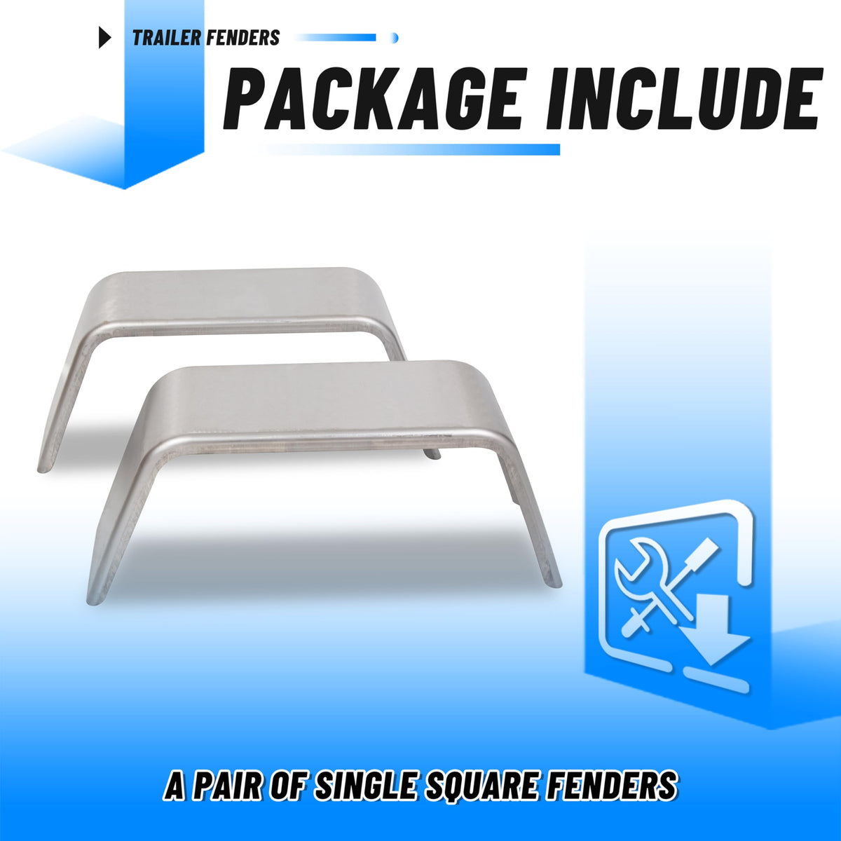 ECOTRIC fenders on landscape trailer protecting wheels from debris