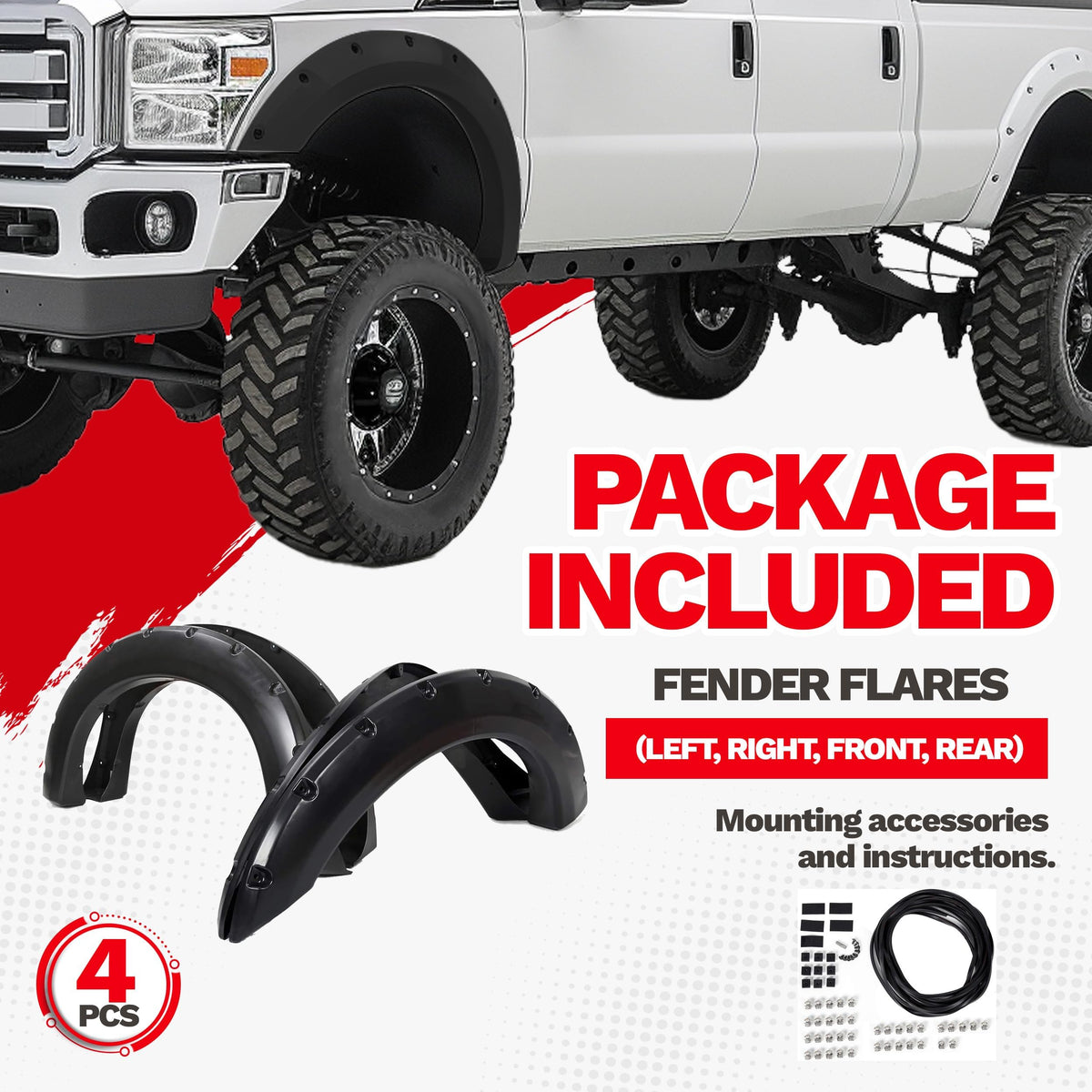 ECOTRIC installed on F350 side profile adding tire coverage