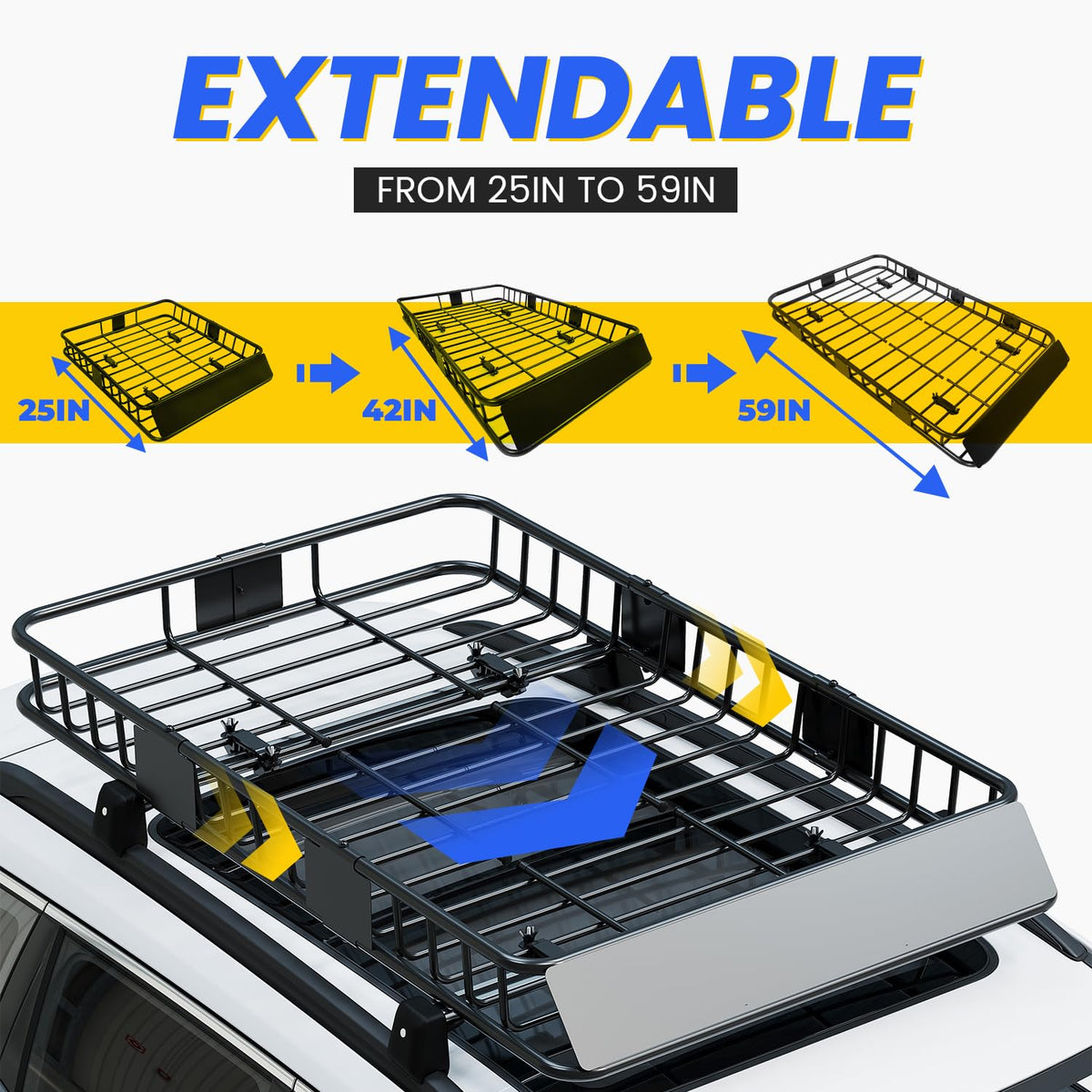 ECOTRIC installed on SUV rooftop carrying luggage for extra storage benefit