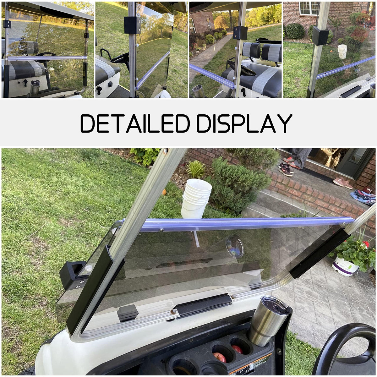 ECOTRIC windshield installed on Yamaha G-series cart for clearer vision