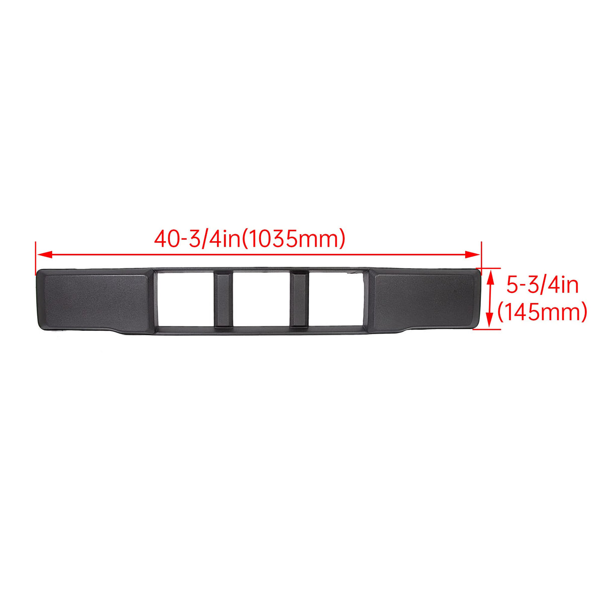 ECOTRIC grille beside tape measure showing scale and correct dimensions for F-150