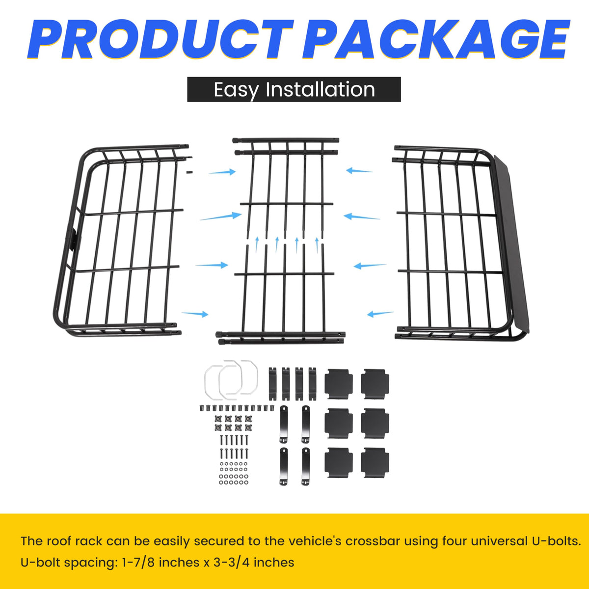 ECOTRIC mounting U-bolts and hardware array for universal crossbar attachment