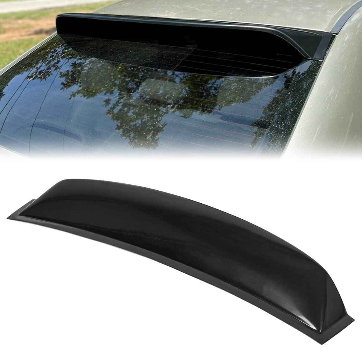ECOTRIC front view of rear roof spoiler showing sleek profile and enhanced rear styling