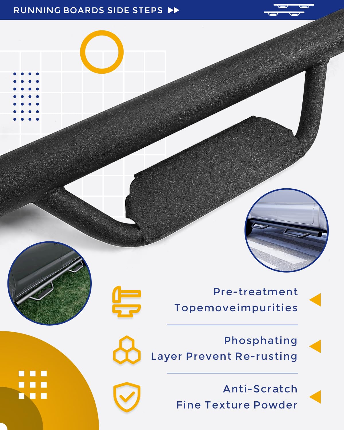 ECOTRIC running boards installed on passenger side illustrating lowered step height advantage