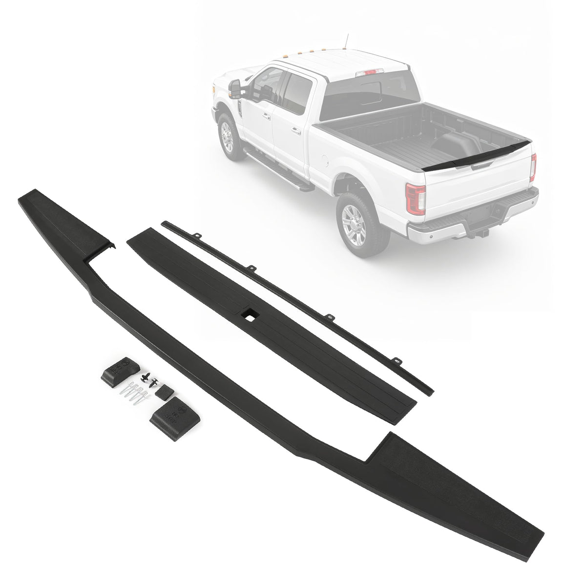 ECOTRIC front view of tailgate cap molding showing precise fit and restored look