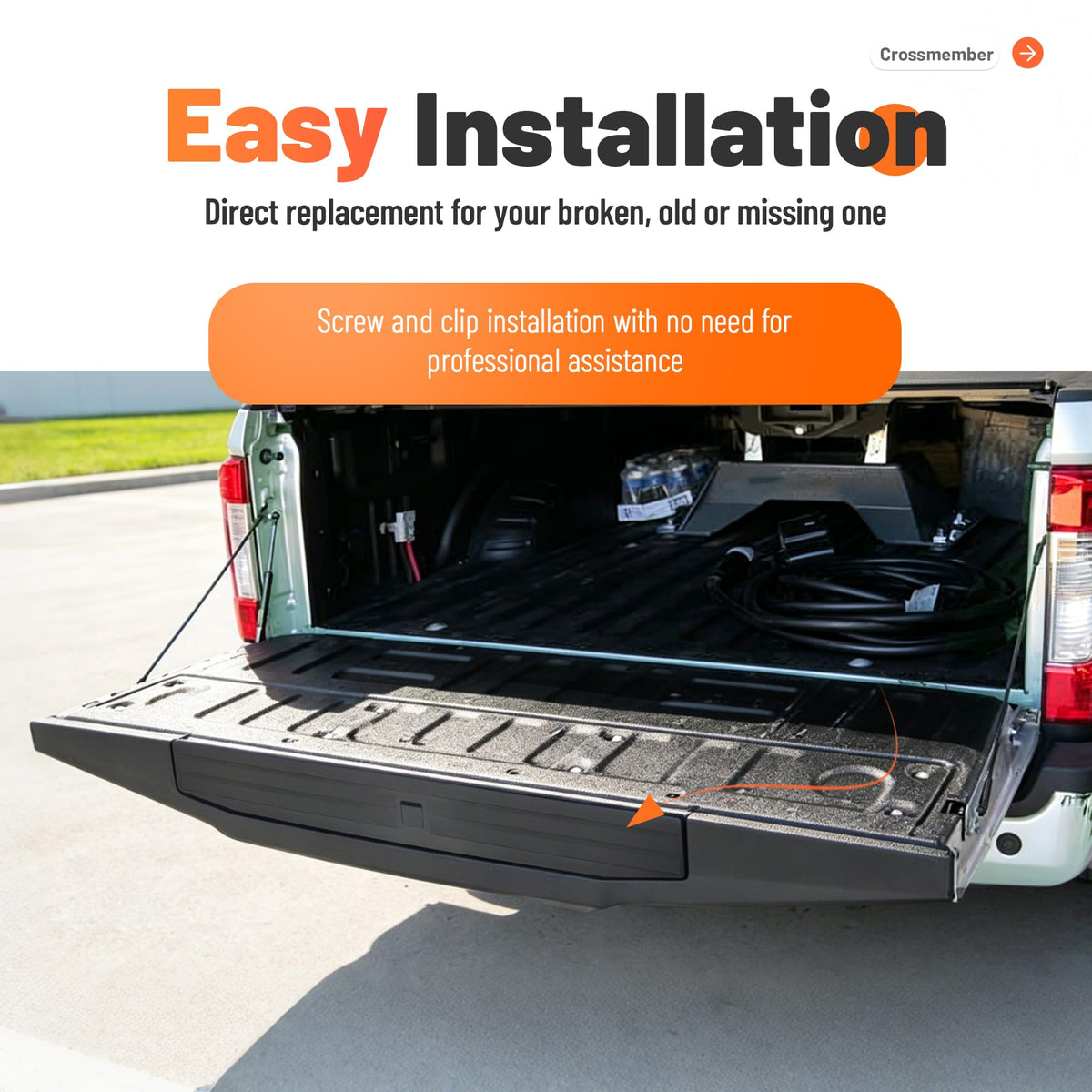 ECOTRIC top-edge detail showing secure attachment and shielded tailgate lip