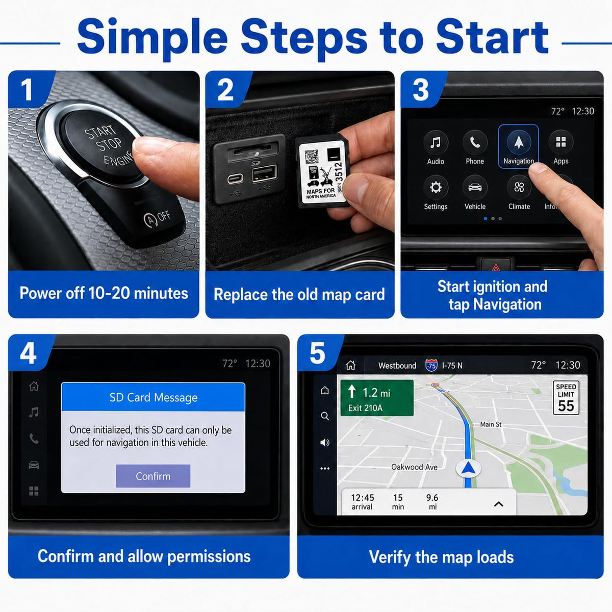 EcoZen SD card inserted in vehicle console demonstrating easy plug-and-play installation benefit