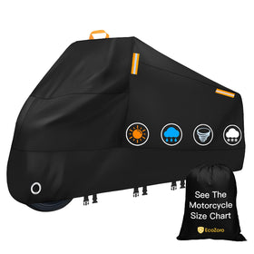 EcoZoro front view of cover on motorcycle showing full protection