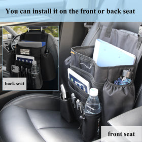 ECWKVN cup holder and side pouch securing drinks and a flashlight