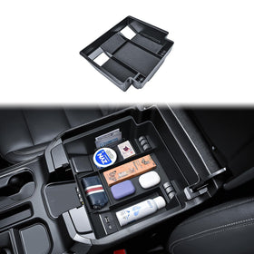 EDBETOS front view of console organizer showing fit and neat layout benefit