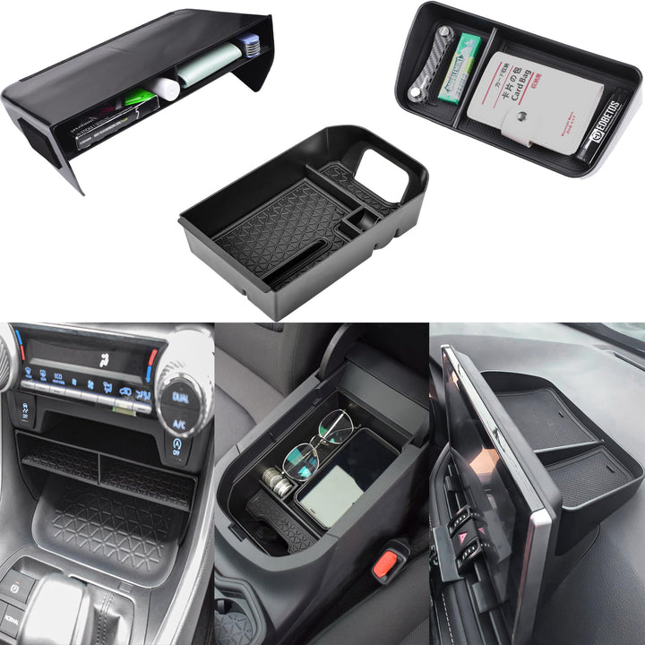 EDBETOS front console organizer installed showing tidy storage and quick access