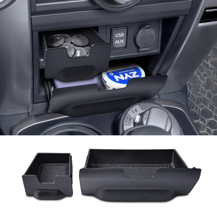 EDBETOS front installed in 4Runner center console showing clean OEM look and added storage