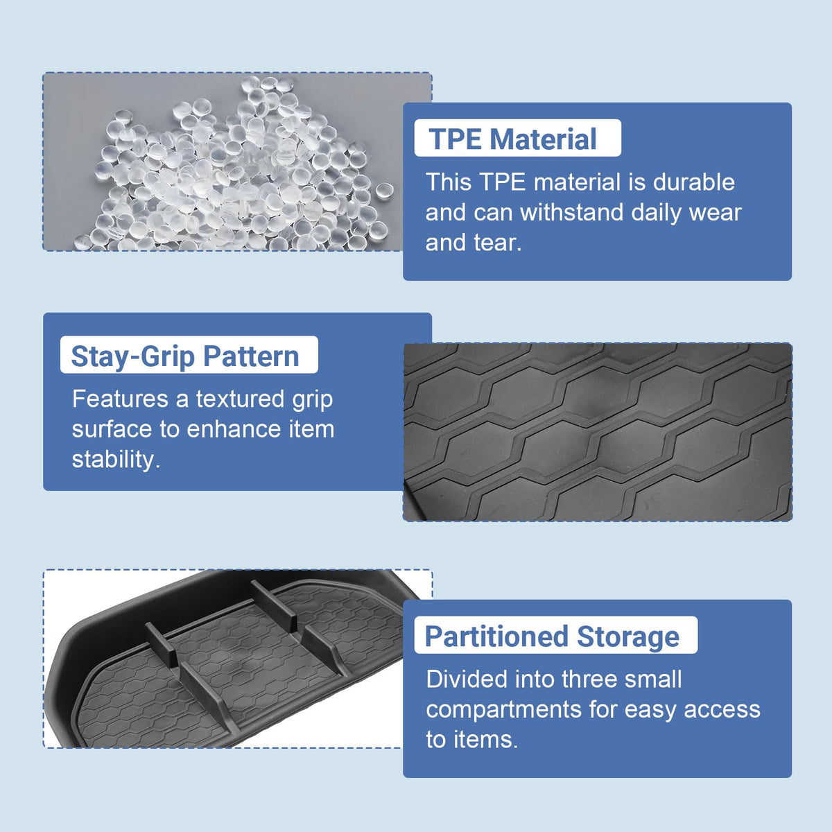 EDBETOS tray next to hand to show scale and compact convenience benefit
