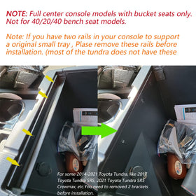 EDBETOS tray installed in Tundra console overhead view for tidy, accessible storage