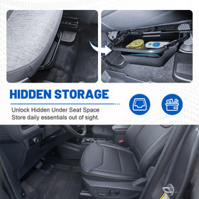 EDBETOS installed under passenger seat demonstrating hidden storage benefit