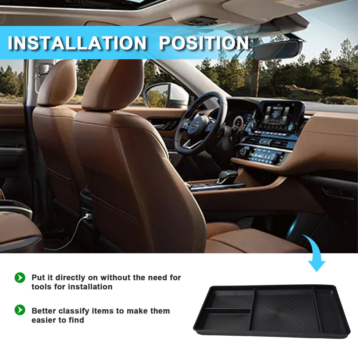 EDBETOS lifestyle shot of organized Pathfinder interior improving convenience