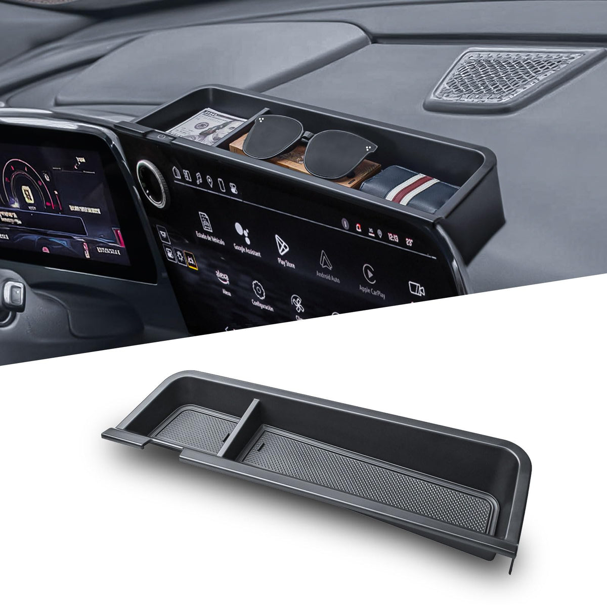 EDBETOS lifestyle interior shot showing tidy Traverse dashboard organization