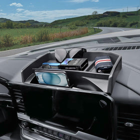 EDBETOS lifestyle shot in truck dashboard showing clean organized cabin