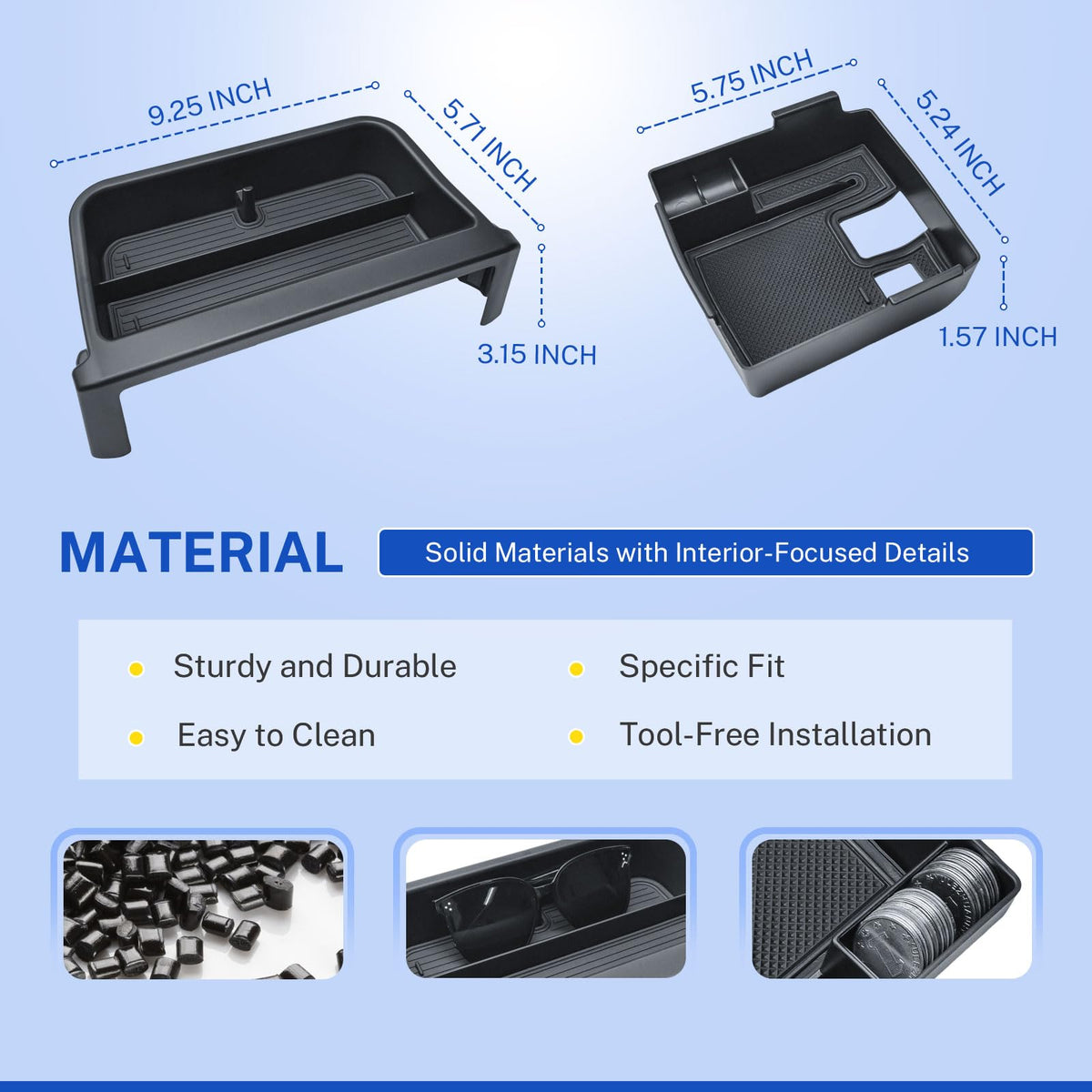 EDBETOS material and label detail showing durable ABS construction and OEM-like finish