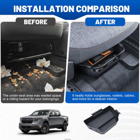 EDBETOS mounted under Ford Maverick manual seat side angle for secure attachment