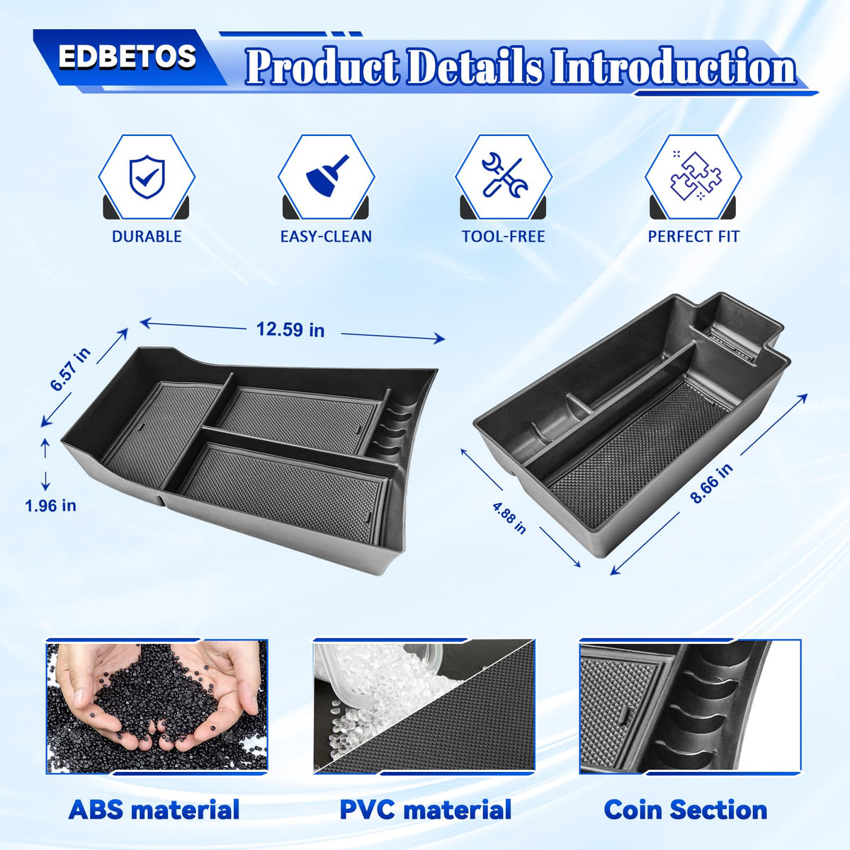 EDBETOS rubber pad and ABS texture reducing noise and providing durability benefit