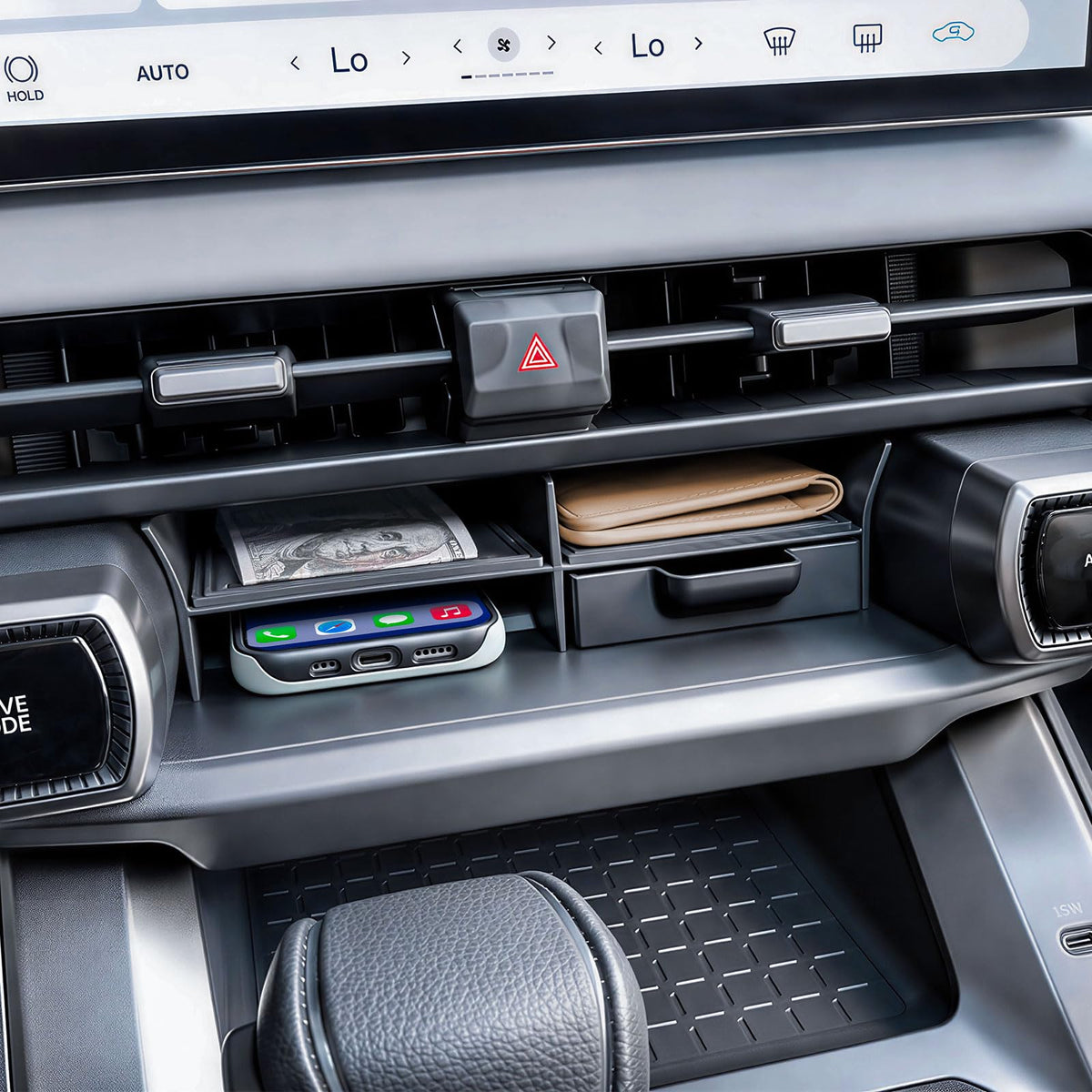 EDBETOS side profile showing precise fit into the RAV4 center console area