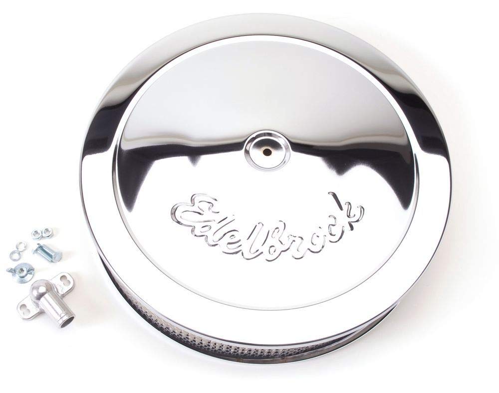 Edelbrock 1221 front view showing chrome cover and clean profile for show-quality appearance