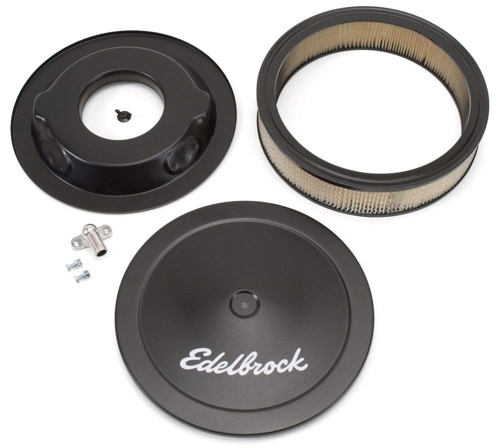 Edelbrock 1223 close-up of 3-inch paper element highlighting filtration detail