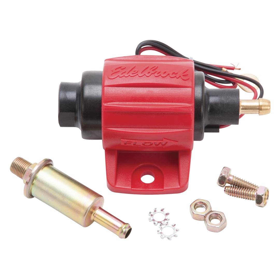 Edelbrock 17301 red pump front view showing compact design and reliable installation benefit