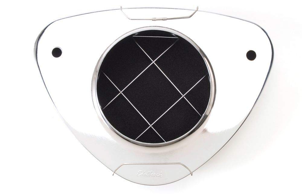 Edelbrock air cleaner chrome base illustrating durable polished finish