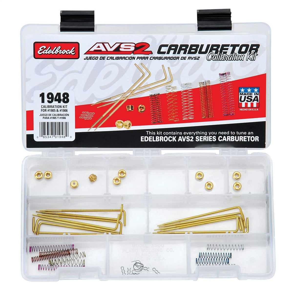 Edelbrock calibration kit front packaging showing contents for correct replacement
