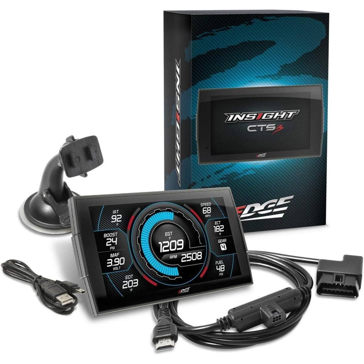 Edge Insight CTS3 front display showing multiple gauges for quick monitoring
