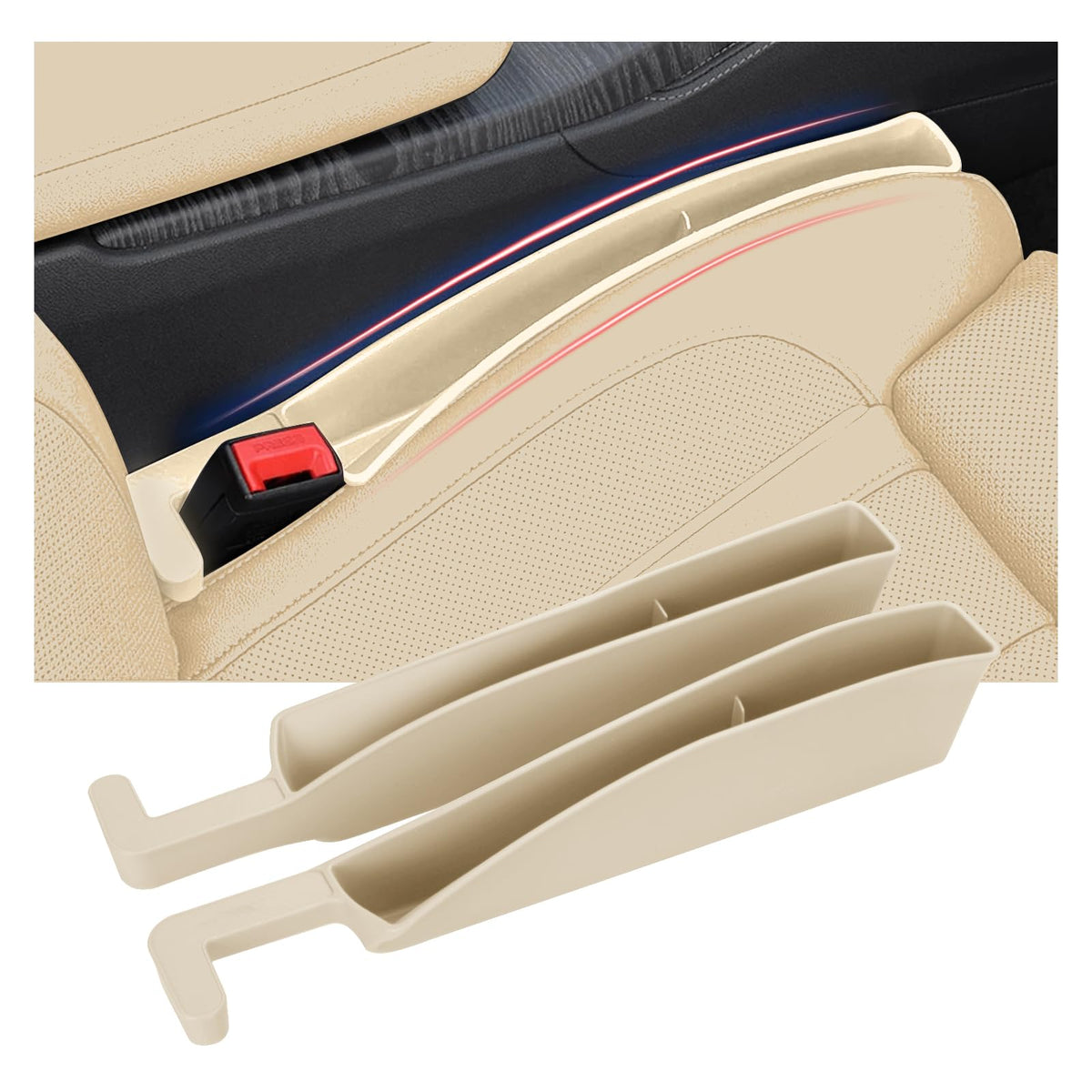 Edotim front view of beige gap fillers showing pair and shape for organized storage
