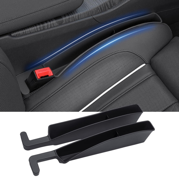 Edotim front view showing black gap filler protecting seat gap and organizing items