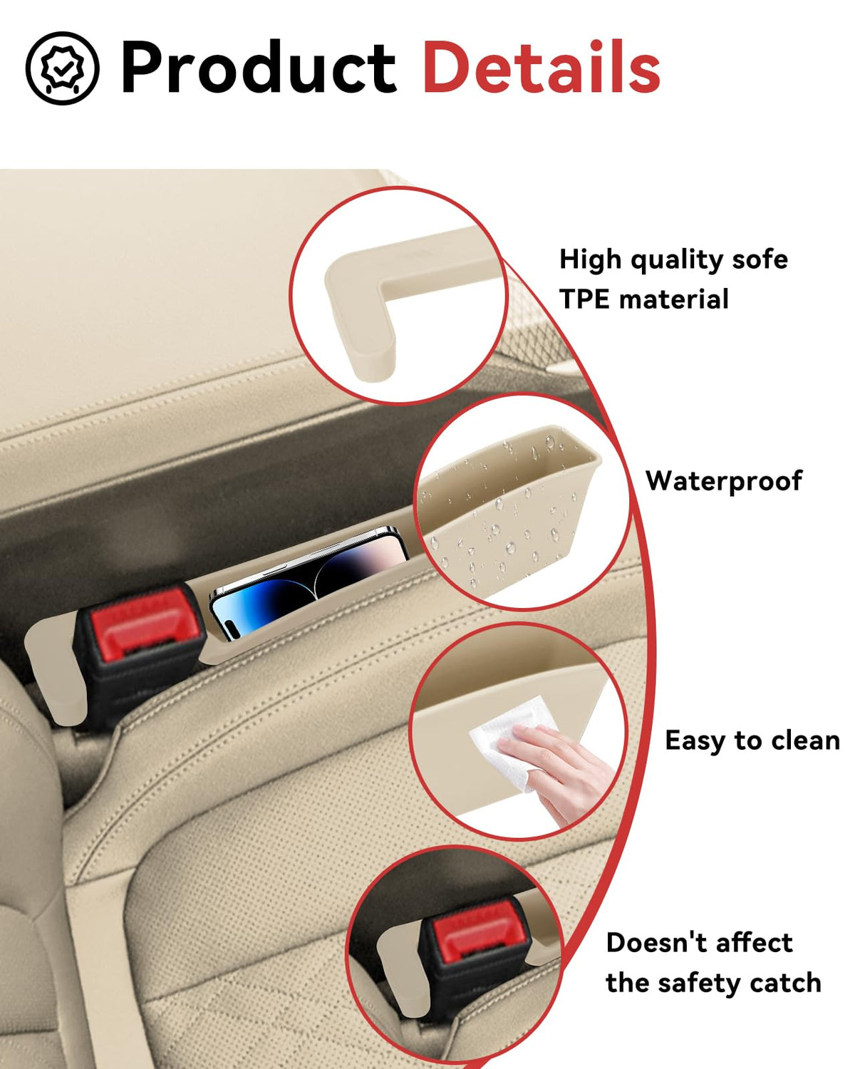 Edotim holding phone with charging cable routed through bottom hole for convenience