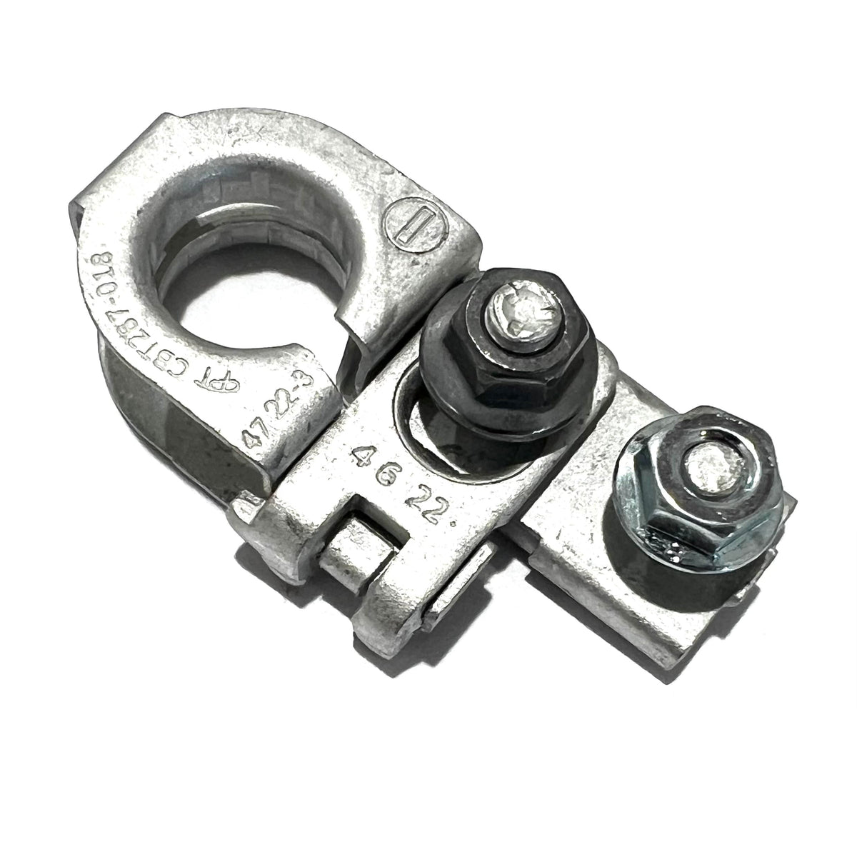 EDS negative terminal front view showing clamp and stud for secure connection