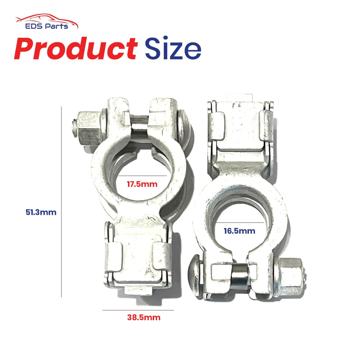 EDS terminals next to a ruler for size comparison helping verify correct direct-fit dimensions
