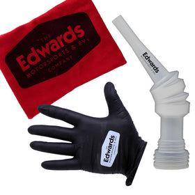 Edwards Gear Oil Kit being used on a Polaris Ranger demonstrating neat refill and proper fit