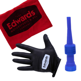 Close-up of kit contents with XPS 5W‑40, BRP oil filter and KR9E‑G spark plugs for clean service