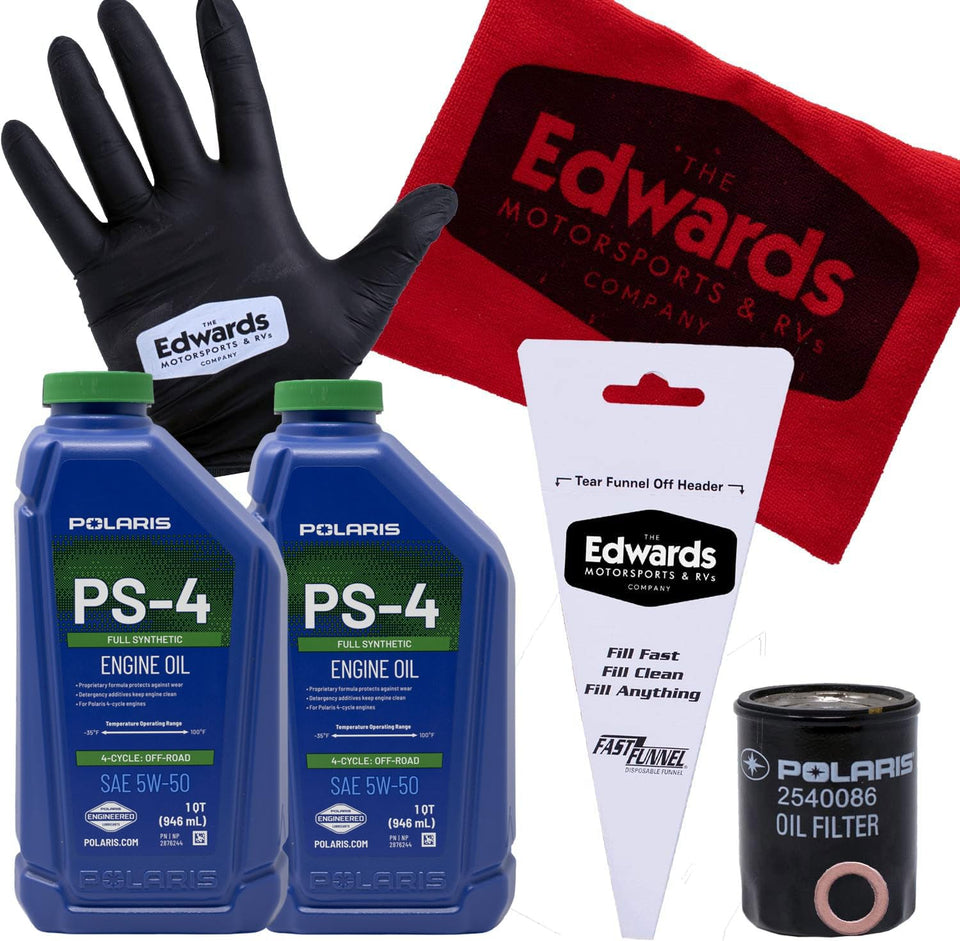 THE EDWARDS MOTORSPORTS & RVS COMPANY kit front view showing all contents and quick maintenance benefit