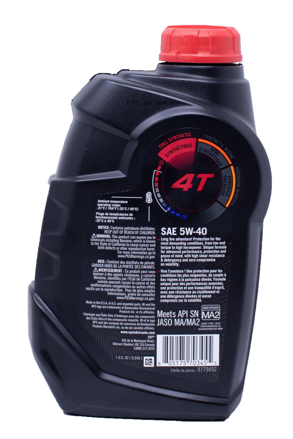 THE EDWARDS MOTORSPORTS & RVS COMPANY XPS 5W-40 oil with spout for clean pouring and protection