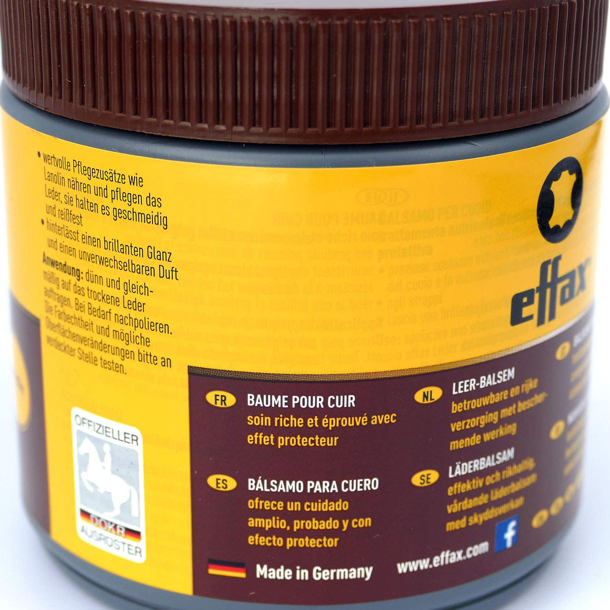 Effax 500ml tub next to 150ml jar to show volume options