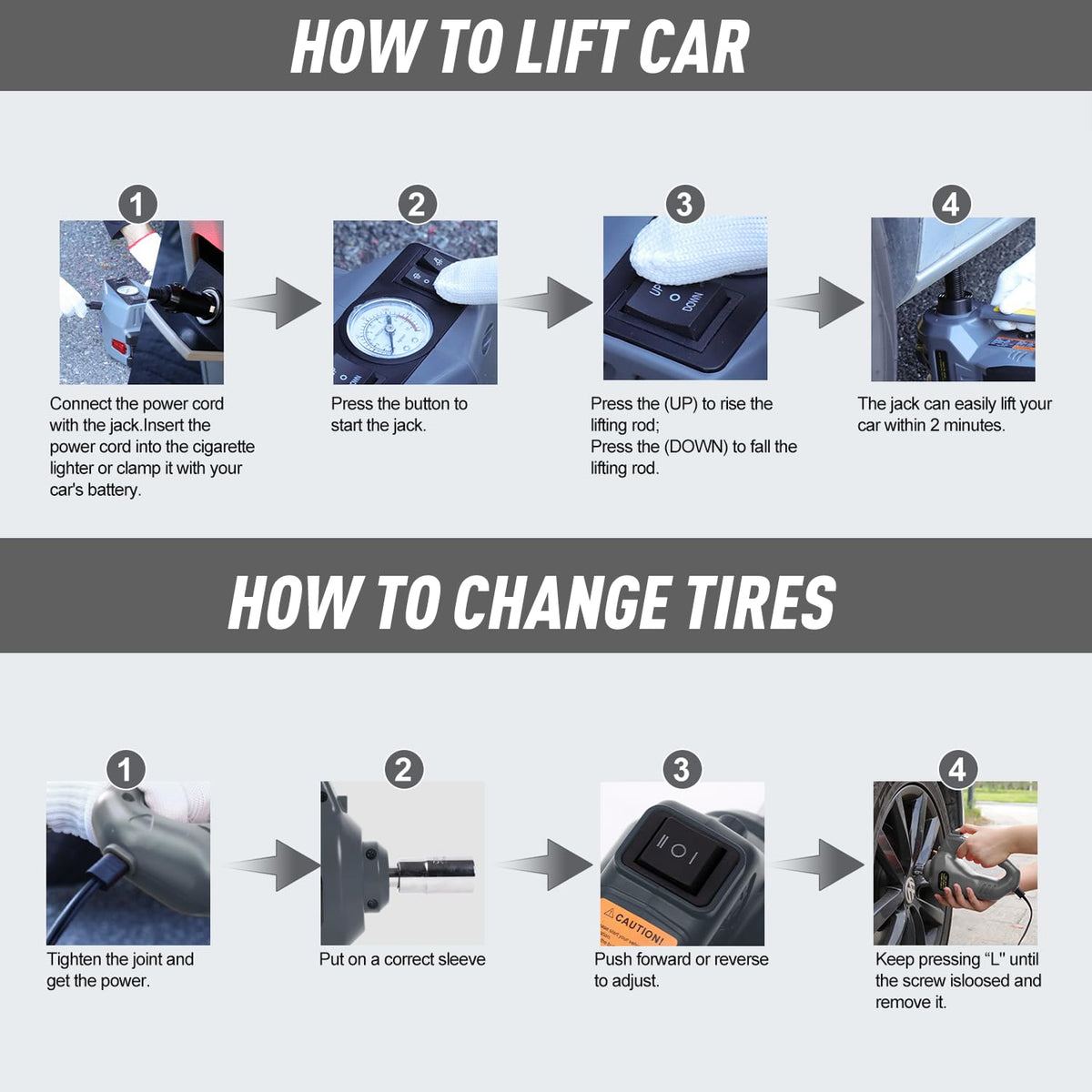 EFFIROSO kit used roadside with person changing tire for independence and speed benefit